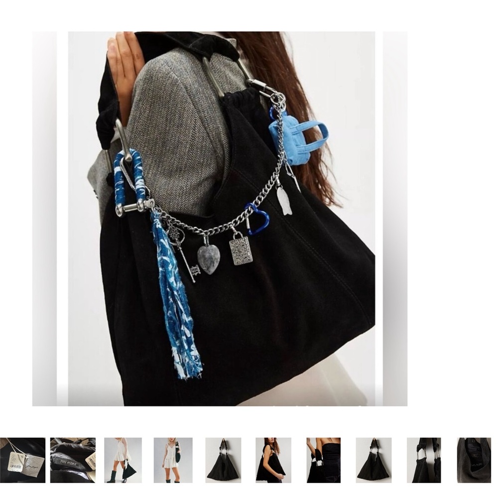 Free People Black Suede Hobo Shoulder Bag - Picture 3 of 4